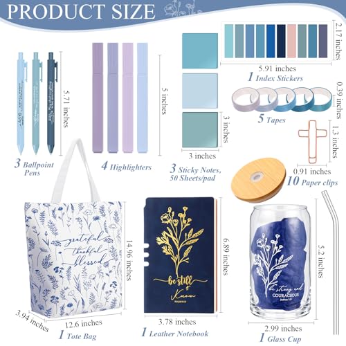 29 Pcs Bible Study Kit, 16 oz Cup Notebook Bag Boho, Blue - color: Blue, style: Boho