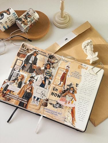 WT Chic Attitude Wide Washi Tape, Single Roll, Original Designs, Character Girls Outfits Decorative Tape, Vintage Watercolor Adhesive Paper Tape for Journals, Scrapbooks, Bujo Planners, DIY Crafts - color: WT Chic Attitude Wide Washi Tape