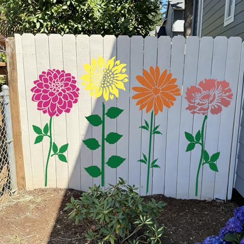Large Flower Stencils for Walls 14inch Floral Stencils for Wood Fence - style: Flowers