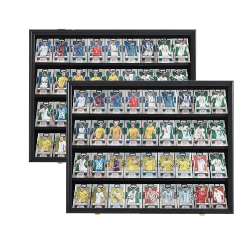 36 Graded Sports Card wall-Mount Display case for Shows, Black, 2pc - size: 36 Card - Black - Horizontal 2Pack