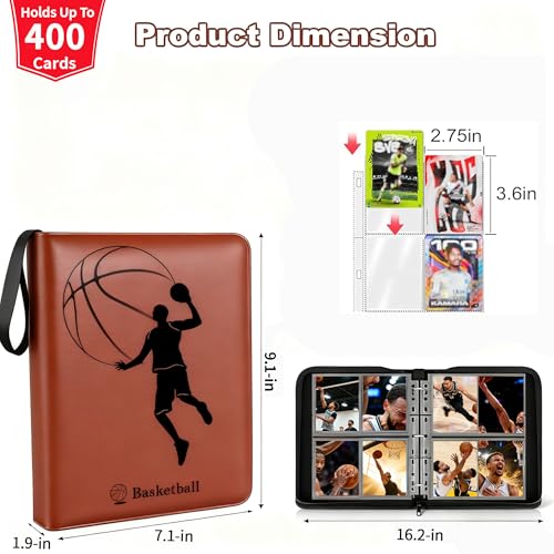 Basketball Card Binder, 400 Pockets, Protective Trading Card Album - color: Basketball, size: 400 Pockets