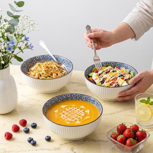 60 oz Large Soup Bowls Set of 3, Pho Bowls, Ramen Bowl - Floral - size: Floral Pattern (8 Inch, 60 oz)