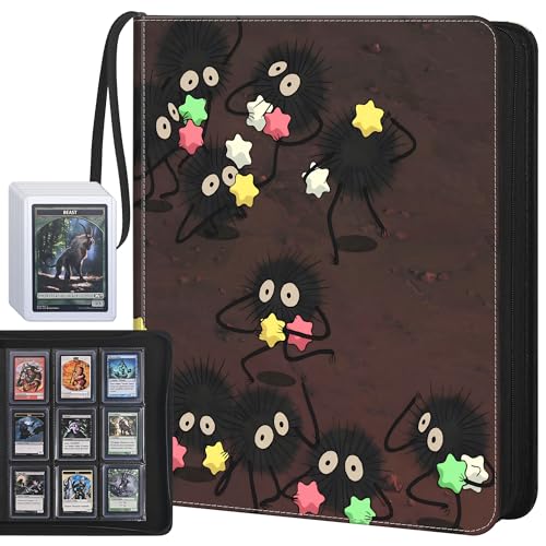 Top Loader Binder, 9-Pocket Trading Card Album, Holds 360 Top Loaders - color: Brown Star Fuzzball