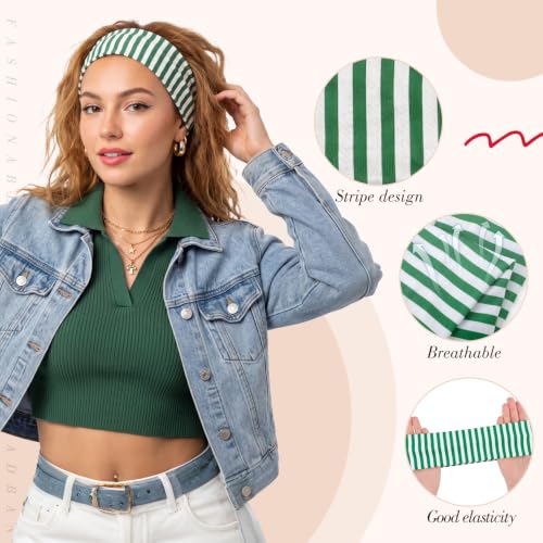 obeoby 8 Pack Striped Headbands for Preppy Style Retro - color: Stripe