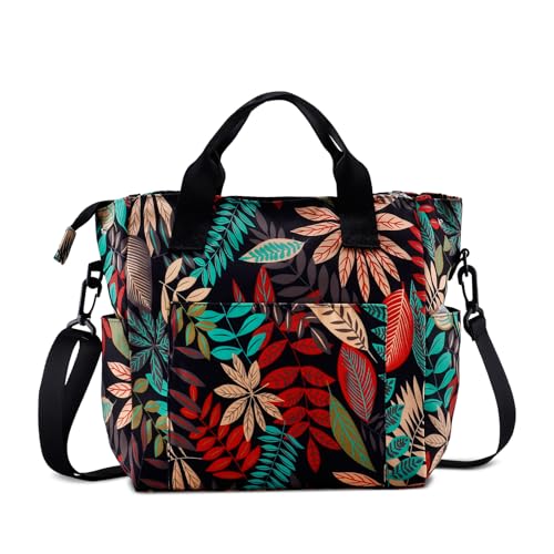 Crossbody Shoulder Bag for Women - Water Resistant Casual Handbag Purse with Multiple Pockets, Adjustable Strap - color: Maple Red