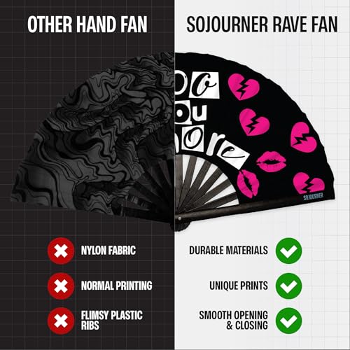 SoJourner Bags Boo Rave Fan - Large Folding Clack Fan for Men and Women - Rave Accessories for EDM, Line Dancing, Cosplay, Concerts and More - color: Boo You *****