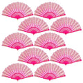 QIRMIZI 10 Pack Folding Handheld Fans,Silk Spanish Fan, Perfect for Weddings, Parties, and Dancing,Deeppink - color: Deeppink, size: 10 PACK