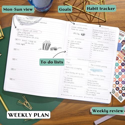 Legend Planner PRO Weekly & Monthly, Large Undated, 7”x10”, Periwinkle - color: Periwinkle + Gold Foil