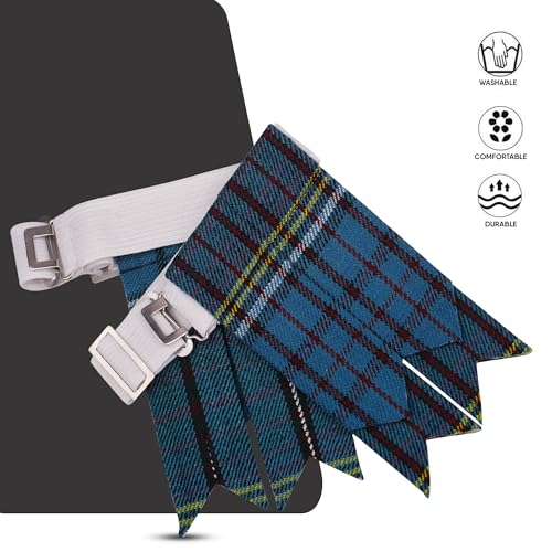 EZE Kilt Flashes for Men with Heavy Buckle Adjusters, Plain & Tartan Kilt Sock Flashes Acrylic Wool - color: Anderson