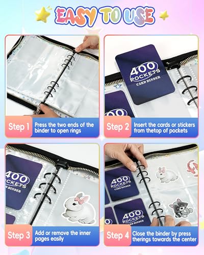 4 Pocket Card Binder for Boys, Cute A5 Clear Kpop Photocard Binder - color: A Black, size: 4-Pocket