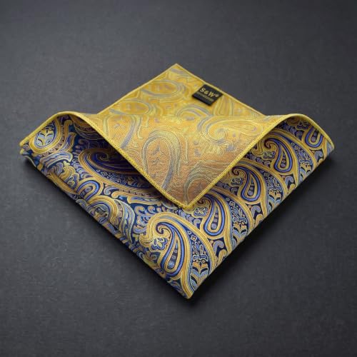S&W SHLAX&WING Mens Pocket Square Paisley Multicolor Large for Business Wedding - color: Qh13