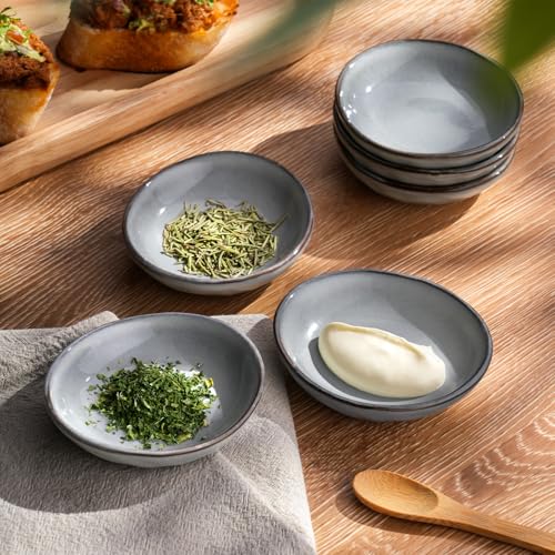 famiware Ceramic Soy Sauce Dish, 2.1oz Dipping Bowl Set of 6, Gray - color: Gray, size: 6pcs