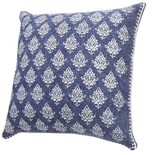 20x20 Inches Floral Cotton Throw Pillow Covers for Home Decor | Traditional Boho Cushion Covers for Throw Pillows | Perfect for Living Room Couch & Bedroom Decorations | Twilight Blue - color: Twilight Blue