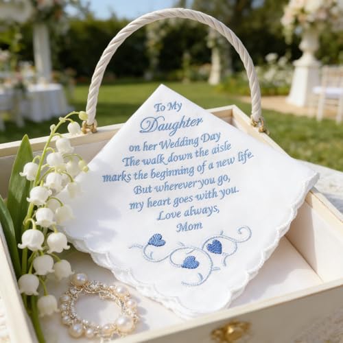 Wedding Handkerchiefs Something Blue Gifts for Bride & Groom - color: Bride Gift from Mom