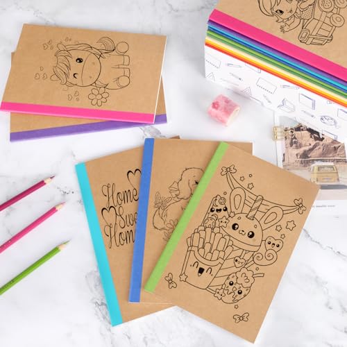 EOOUT 20 Pack A5 Kraft Notebooks, Lined Journal Bulk with Rainbow Spine, 10 Colors, 60 Pages Soft Cover Composition Notebooks for Women Girls Kids, School Office Supplies - color: Rainbow, style: Lined-20pack