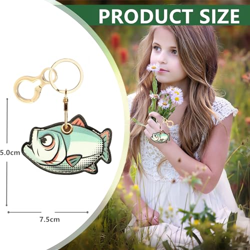 BORKUANA PU Leather Keychain Holder Protective Case Compatible with AirTag - color: Fish 3