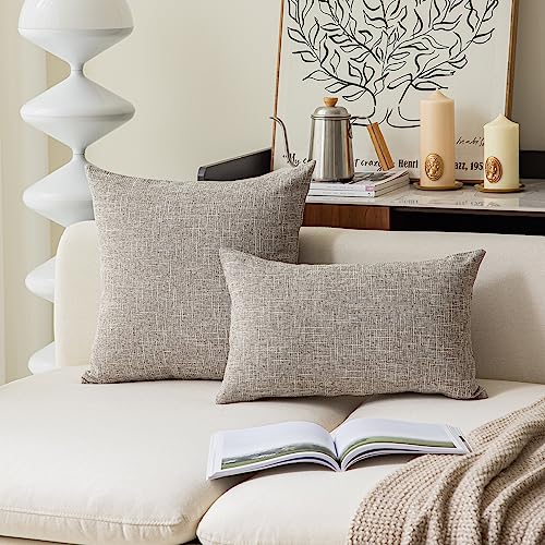 Kevin Textile Pillow Covers Faux Linen Toss Soft Throw Cushion Cases for Couch Sofa Bedroom, Invisible Zipper, 18x18 inches (Set of 2, Sesame Grey) - color: Sesame Grey, size: 18" x 18" (Pack of 2)