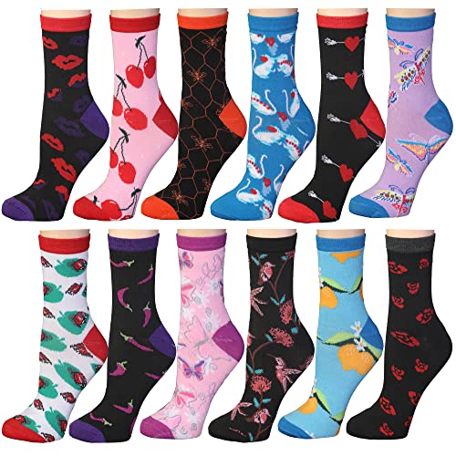 Frenchic 12/24/48 Pairs Pack Women's Colorful Patterned Cute Funny Casual Fashion Crew Socks - color: Multi #11