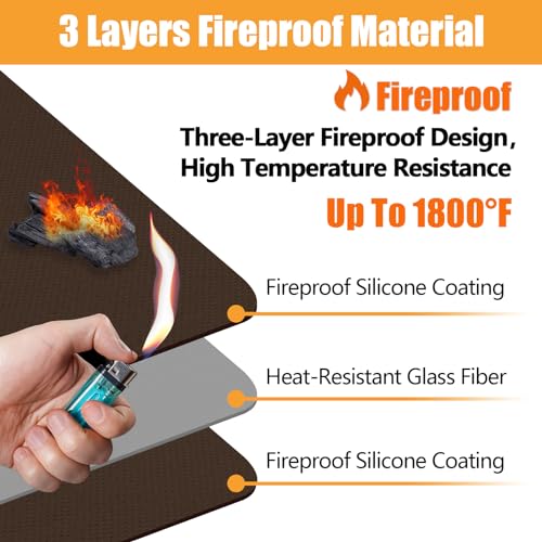 18.5in Fire Pit Mat Compatible with Solo Stove Mesa and Mesa XL Accessories, Fireproof Mat Compatible with Solo Stove Mesa, 3-Layer Fire Pit Mats for Under Fire Pit and Grill to Protect Table - Brown