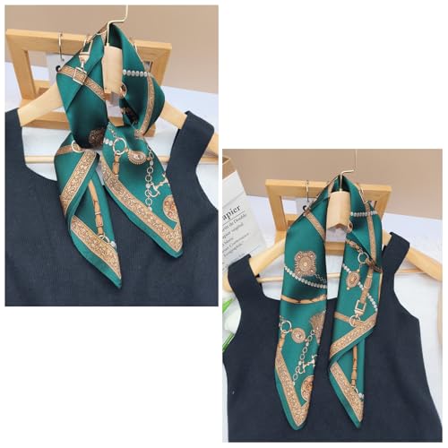 100% Mulberry Silk Neck Scarf for Women Square Neckerchief – 21 inch - color: Darkgreen