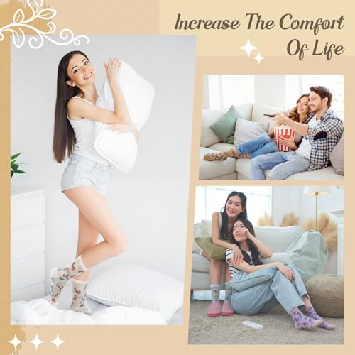 5/6 Pair Crew Socks for Women Floral Socks - color: White, Light Blue, Black, Yellow and Purple