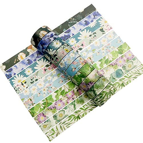 Spring Flower Washi Tape Set 10 rolls - 15 mm Floral Decorative Tape