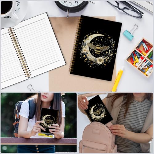 nvucamd Witchy Bee Themed Spiral Notebook, Gothic Bumble Bees Floral Journal Notebook, Witchy Bee Journaling Notebooks for Women, Gothic Bumble Bees Gifts Office Supplies, 5.5x8.3Inch - color: bee floral