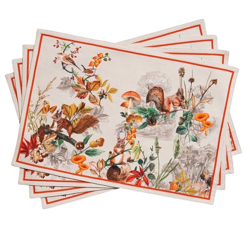 Maison d' Hermine Placemats Set of 4 Reusable 100% Cotton (13"x19") - color: 062 - Recolte, size: 13" X 19" (Pack of 4)
