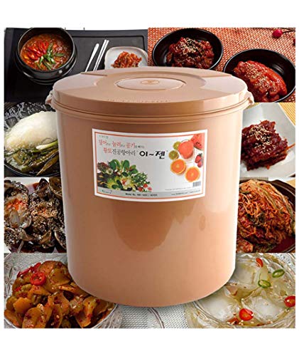 e-jen Premium Kimchi, Sauerkraut Container Probiotic Fermentation with Inner Vacuum Lid Round (2.1 gal/ 8L) - size: 8 l