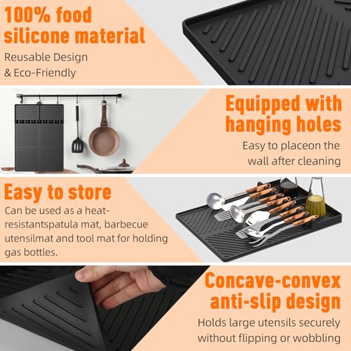 Silicone Grill Mat Compatible with Blackstone, Black - color: Black