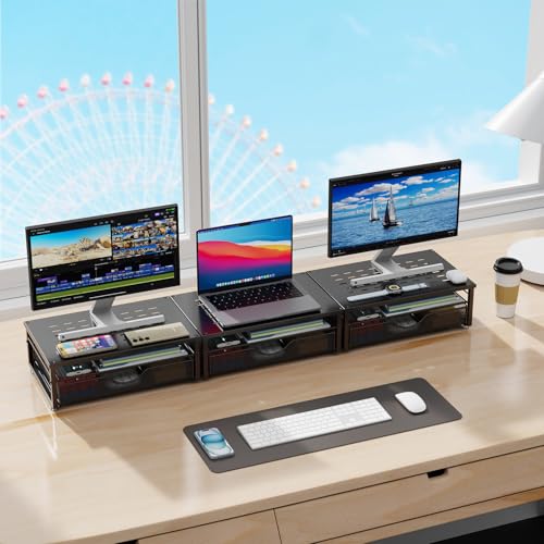 gianotter Computer Monitor Stand Riser with Drawer - color: Black, size: 14.1L x 9.64W x 5.9H Inch
