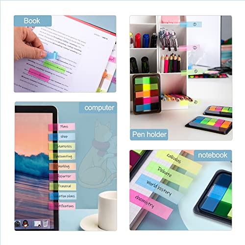 Golcellia 600 Pcs Transparent Sticky Tabs, Pop Up Page Markers for Books - color: Long Strip Base -6