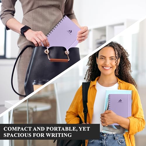 Nextnoid A5 Lined Spiral Notebook - 170 Pages, College Ruled, Purple - color: f-Purple