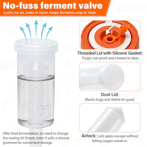 4 Pack Fermentation Kit for 3.3" Wide Mouth Mason Jar (No Jars) - size: 3.3 IN*4 Pack (No Jar)