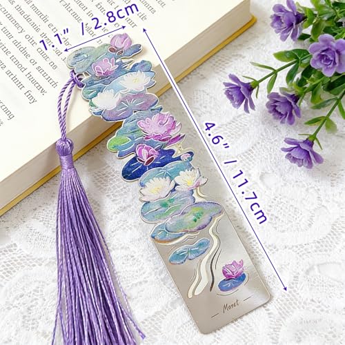 Ouyatoyu 5pcs Metal Bookmarks with Tassel, Flower Theme Pretty Book Marks for Reading, Cute Book Markers for Writers, Kids, Teens, Men Readers, Women Readers, Reading Accessories Gifts for Book Lovers