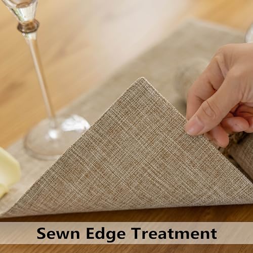 Demetex Burlap Placemats Set of 4 Heat Resistant Decorative Cloth Place Mats Wipeable Lined Linen Table Plate Mats for Party Dinner Gathering, Burlap - color: Burlap, size: Placemats set of 4