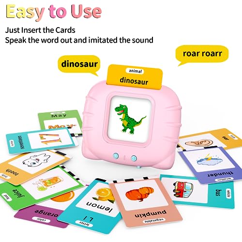 Eaever Educational Learning Toys for 3 4 5 6 Year-Old Girls - 520 Words Talking Flash Cards, Autism Sensory Toys, Pink - color: Pink, size: Upgrade Version(abc+123-520 Words)