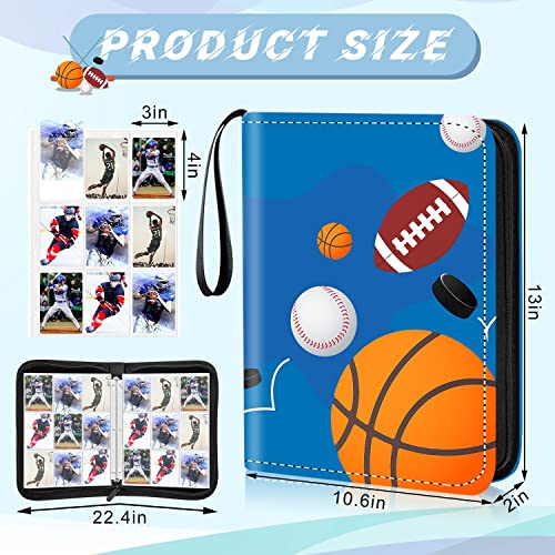 Sports Card Binder, 9-Pocket Trading Card Binder,900 Pockets Double Sided Pockets Baseball Card Binder, Football Baseball Basketball Hockey Card Collection Storage Album - color: 9-Pocket blueball