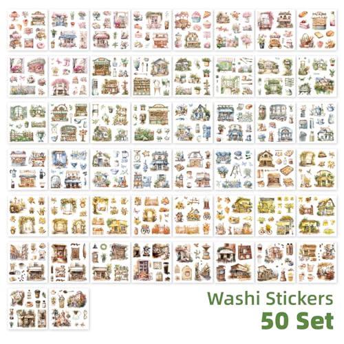 Beautiful Garden Theme Sticker Scrapbooking Supplies for Junk Journal, 50 Sheets Washi Stickers - Vintage Journaling Stickers, Ephemera Sticker Book Pre Cut(TZ-005-005) - color: Yearning for a Better Life