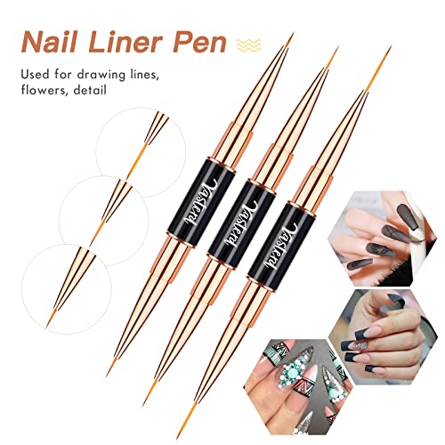 Yasterd Nail Art Brush Set,Professional 5pcs Double-Ended Nail Art Brushes - color: Black