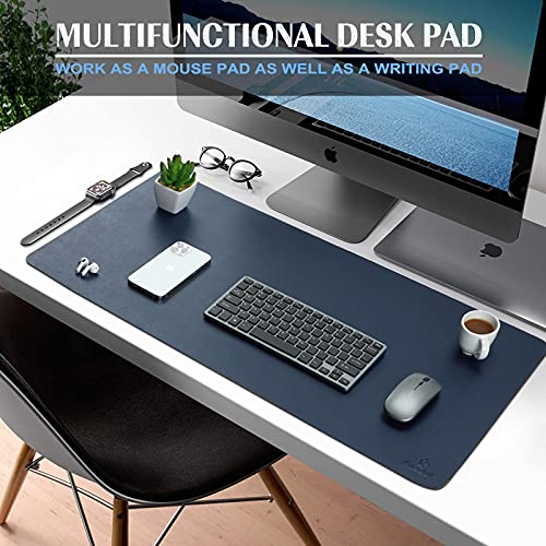 K KNODEL Large Office Desk Mat, Leather Mouse Pad (31.5"x15.7", Dark Blue) - color: Dark Blue, size: 31.5" x 15.7"