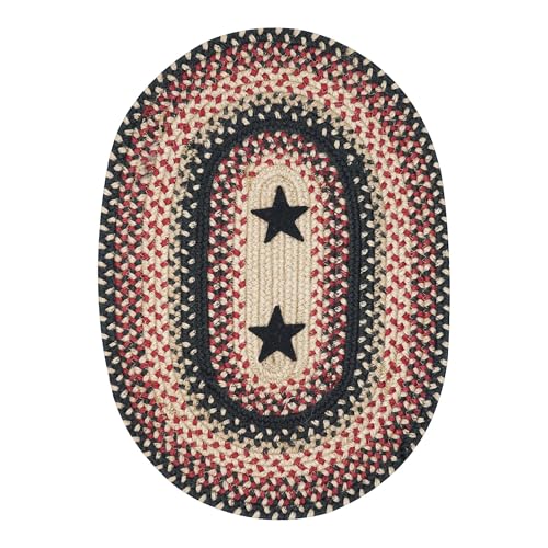Homespice Gloucester Jute Braided Placemats, Oval 13x19 Set of 4 - color: Primitive Star Gloucester