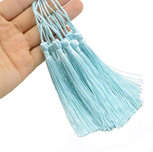100Pcs 5 Inch Silky Bookmark Tassels for Jewelry, Souvenir(Light Blue) - color: Light Blue