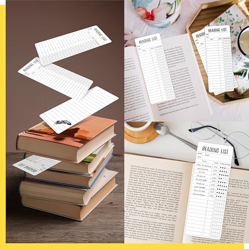 110 PCS Reading List Bookmarks, White Kraft Book Tracker and Reading Log Bulk Bookmarks for Book Lovers, Students, Teachers, Graduation Gifts, Back-to-School Supplies (3” x 7.9”, White) - style: Reading List Bookmarks（White Kraft）