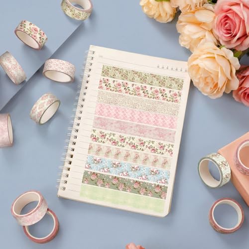 Gueevin 24 Rolls Floral Washi Tapes Set Scrapbook Supplies, Vintage - style: Vintage