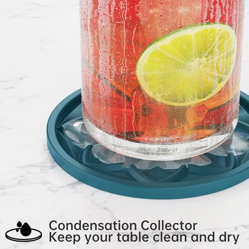 HFHOME Silicone Coasters Set, 4 Pcs Drink Coasters for Coffee Table, Bar Tabletop Protection - Peacock Blue - color: Peacock Blue - 4pcs