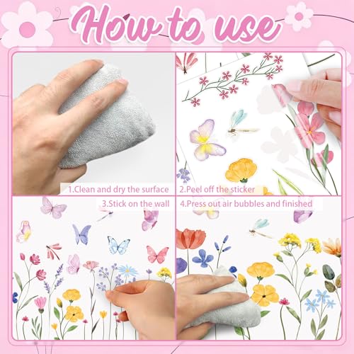 Flower Wall Decals, 8 Sheets 60 Pcs - color: Flower Butterfly