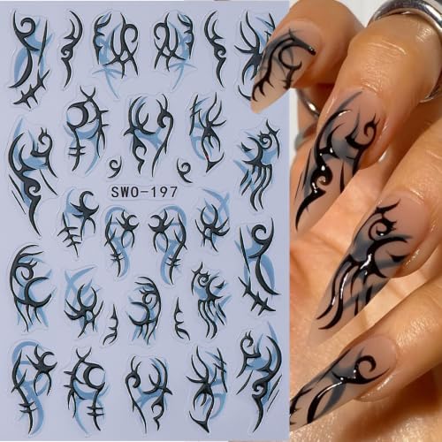 Gothic Halloween Nail Art Stickers 10PCS Spooky 3/5D Self-Adhesive Nail Decals Skull Ghost Pumpkin Owl Bat Spider Web Horror Nail Supplies Manicure Decorations DIY Halloween Designs for Women - style: Halloween Ghost Pumpkin