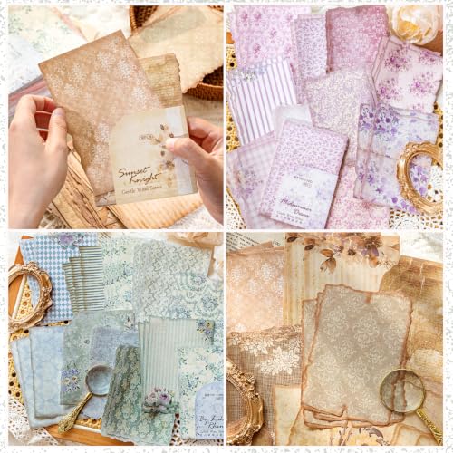 240 Sheets Vintage Floral Scrapbook Paper - 8 Aesthetic Floral Themed Patterns with Burnt Vintage Edges,DIY Craft Paper for Junk Journals, Planners, Scrapbooking, Collage, 3.94 X 5.51 Inch - color: Multicolor 16