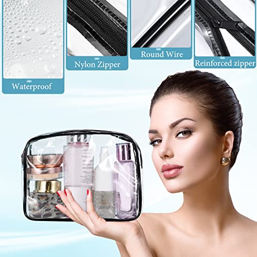 Weewooday 12 Pcs Clear Cosmetic Bags PVC Zipper,Large,Black - color: Black, size: Large